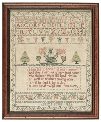 Lot 179 - Sampler. An early 19th century needlework, by Eliza Bonar, 1824