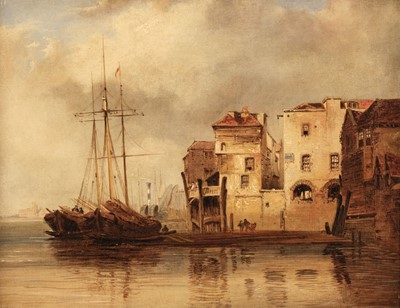 Lot 223 - English School. Continental Harbour, circa 1830, oil on canvas