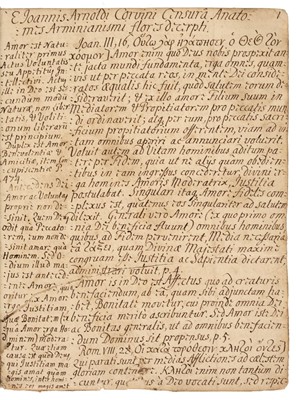 Lot 257 - Corvinus (Johannes Arnoldi, c. 1582-1650). A manuscript volume in Latin, mid 18th century