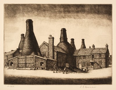 Lot 333 - Brammer (Leonard Griffith, 1906-1994). Bottle Ovens, circa 1948, etching, signed