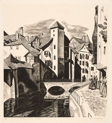 Lot 318 - MacNab (Iain, 1890-1967). Le Quai de l'Île, Annecy, circa 1929