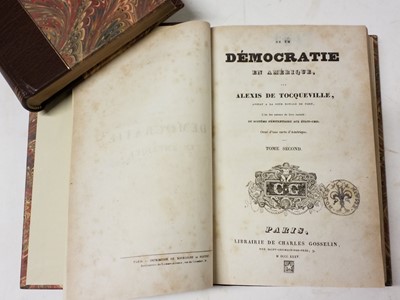 Lot 87 - Tocqueville (Alexis de). De la Democratie en Amerique, volumes 1 & 2 (of 4), 1835