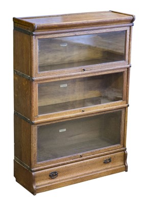 Lot 422 - Bookcase. A 1920s Globe Wernicke 3-tier bookcase