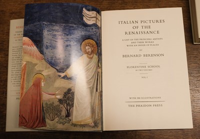 Lot 362 - Berenson (Bernard). Italian Pictures of ethe Renaissance, 2 volumes, 1957
