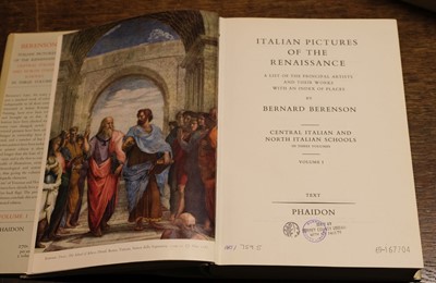 Lot 362 - Berenson (Bernard). Italian Pictures of ethe Renaissance, 2 volumes, 1957