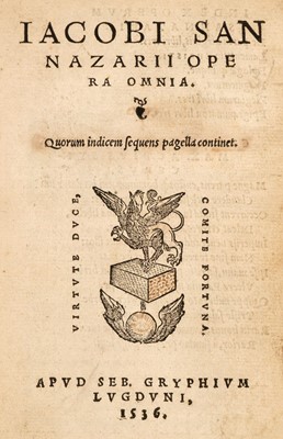 Lot 316 - Sannazaro (Jacobo). Opera Omnia,  1536, and 3 others