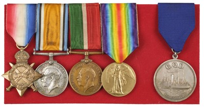 Lot 524 - WWI. A CQD and WWI group of five to William Joseph Peck, Merchant Navy