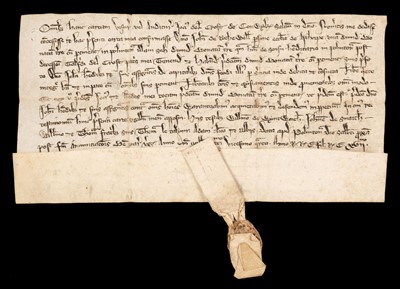 Lot 278 - Yorkshire. A grant by Jocius del Croft de 'Conwyk', Pollington, 31 March 1324, to John de Rothewells