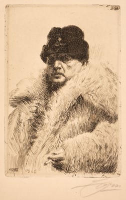 Lot 295 - Zorn (Anders, 1860-1920). Self Portrait, 1916