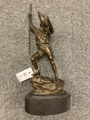 Lot 314 - Scouting. A bronze figure of a Boy Scout