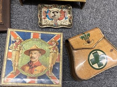 Lot 317 - Scouting. A circular bronze Baden-Powell plaque and related Scouting memorabilia