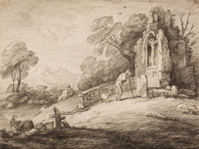 Lot 211 - Gainsborough (Thomas, 1727-1788). Wooded Landscape with churchyard, circa 1780, soft-ground etching