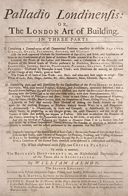 Lot 393 - Salmon (William). Palladio Londinensis: or, the London Art of Building, 2nd ed., 1738