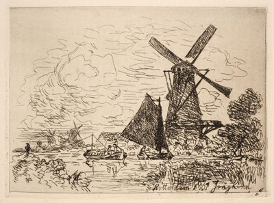 Lot 284 - Jongkind (Johann Barthold, 1819-1891). Moulins en Hollande, 1867, etching, and four others