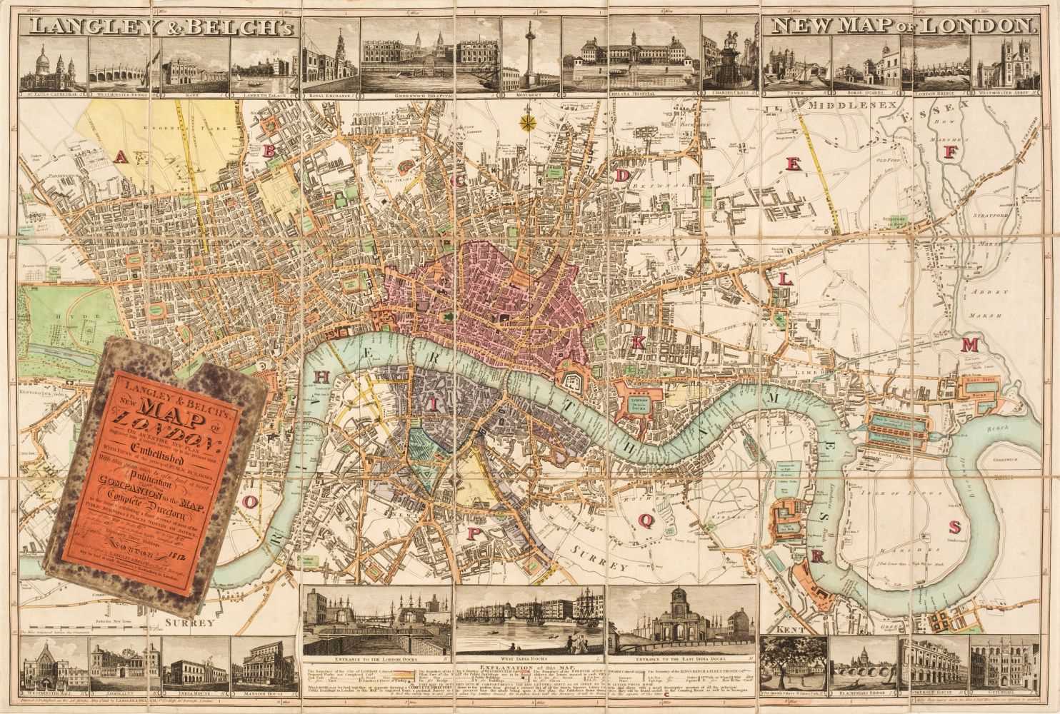 Lot 192 - London. Langley and Belch's New Map of London, 1st. edition, 1812