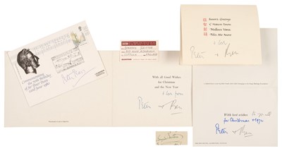 Lot 315 - Britten (Benjamin, 1913-1976) &  Pears (Peter, 1910-1986). A small collection of 6 items autographed