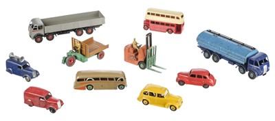 Lot 266 - Dinky Toys. A collection of 50 post-war die-cast metal toy vehicles, c. 1950s