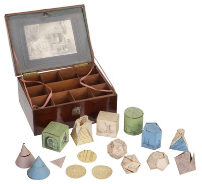 Lot 496 - Educational Game. A boxed set of hand-made geometric shapes, circa 1830