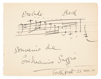 Lot 355 - Musicians' Autographs. A group of 9 Autograph Musical Quotations Signed by various instrumentalists