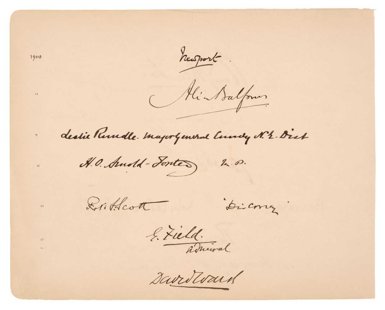 Lot 363 - Scott (Robert Falcon, 1868-1912).Autograph Signature, ‘Robt. F Scott’/‘Discovery’’, [1904]