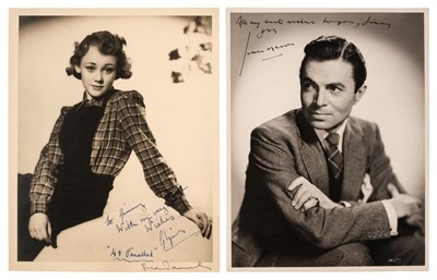 Lot 340 - Hollywood Actors & Film Directors. A good collection of 9 Photographs Signed and 12 Signatures