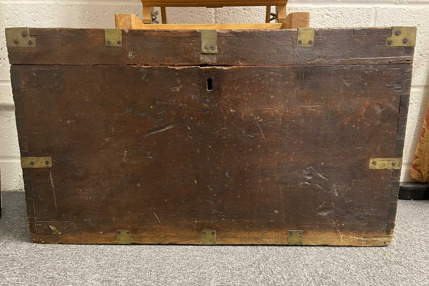 Lot 257 - Campaign Chest. A 19th century sea or military campaign chest