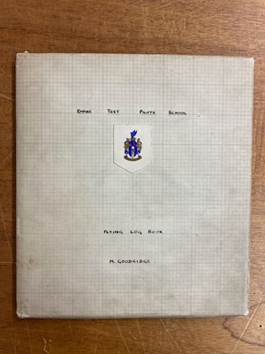Lot 5 - Flying Log Book. A log book kept by Flight Test Officer M.G. Goodridge killed on a test flight