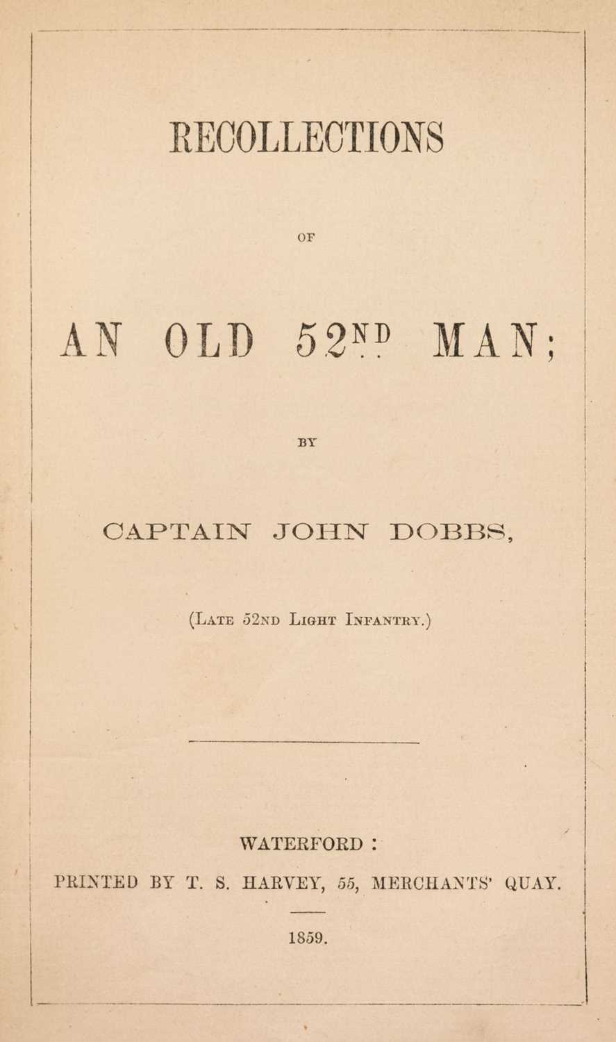 Lot 78 - Dobbs (Captain John). Recollections of an Old