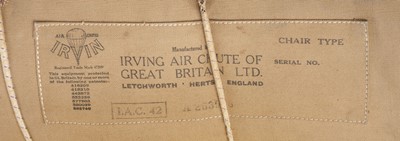 Lot 61 - Parachute. An Irvin chair-type parachute pack