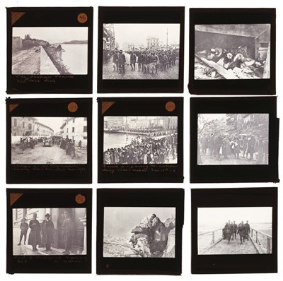 Lot 139 - World War One. A group of 50 diapositive magic lantern slides of scenes from the First World War