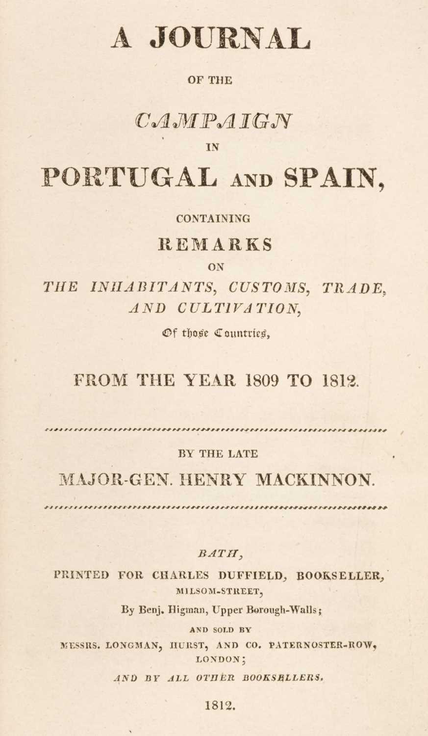 Lot 99 - Mackinnon (Major-General Henry). A Journal,