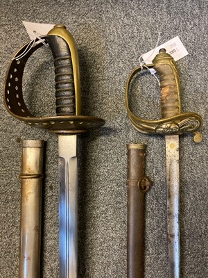 Lot 389 - Swords. A Victorian 1845 pattern infantry officer's levee pattern sword plus Swedish sword