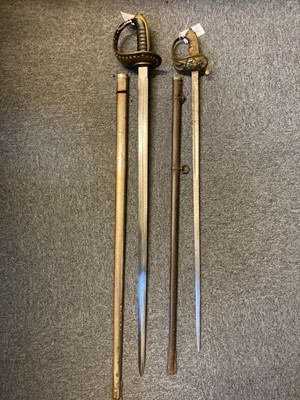 Lot 389 - Swords. A Victorian 1845 pattern infantry officer's levee pattern sword plus Swedish sword