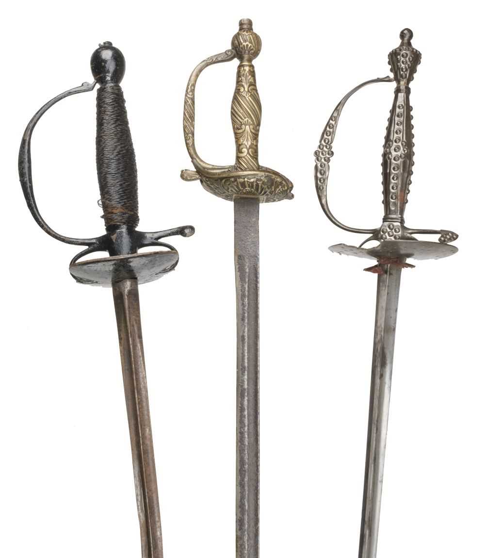 Lot 400 - Swords. Two 18th century small swords plus court sword