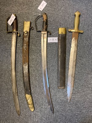 Lot 387 - Swords. A French model 1830 sidearm (coup choux) plus police hangers