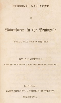 Lot 75 - Buckham (E.W.) Personal Narrative of Adventures in the Peninsula, 1827