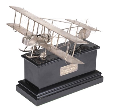 Lot 95 - Vickers Fighter F.B.5. A fine WWI silver presentation model of the Vickers Fighter