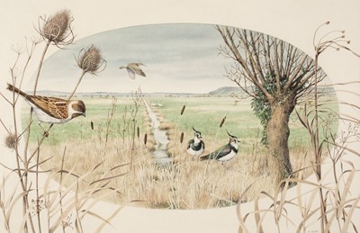 Lot 732 - Barrett (Peter, 1935). Countrylandscape, watercolour, pen and ink