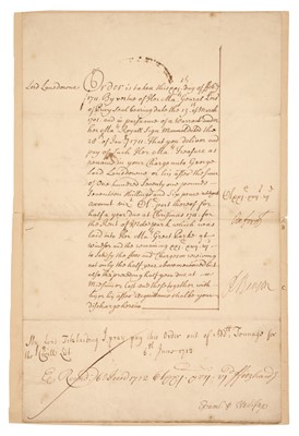 Lot 215 - Harley (Robert, 1661-1724). Document Signed, ‘Oxford’, 1712