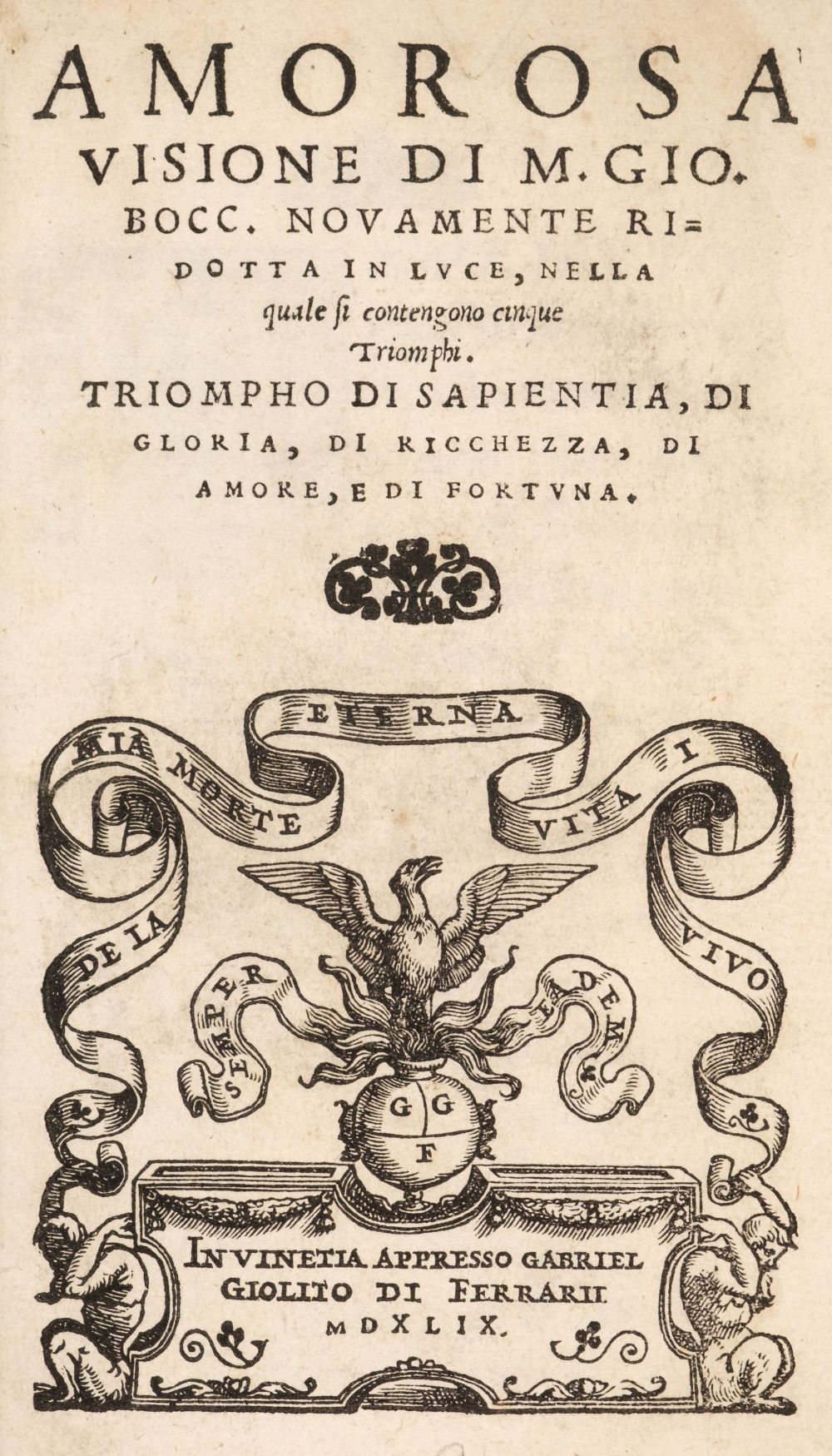 Boccarcio Lot 303 - Boccaccio (Giovanni). Amorosa Visione,