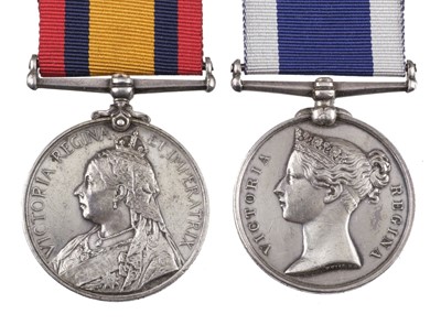 Lot 513 - Queen's South Africa & Naval Long Service Medal  (J.R. Linington, M.A.A., H.M.S. Gibraltar)