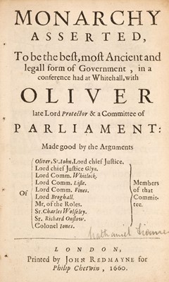 Lot 311 - English Civil War. A declaration of the Commons of England assembled in Parliament..., 1646