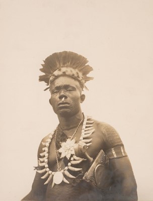 Lot 7 - Belgian Congo. Portrait of Ngala Chief with Panther Tooth Necklace, c. 1910