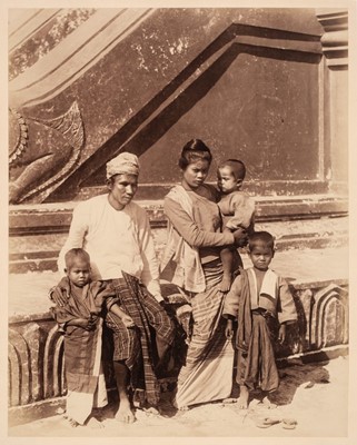 Lot 10 - Burma. A Burmese Family Group by a Temple, c. 1870