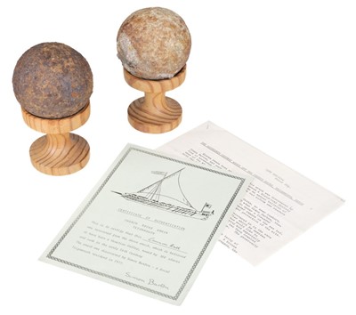 Lot 285 - Cannon Balls. Recovered from Church Rocks Wreck, Teignmouth, Devon