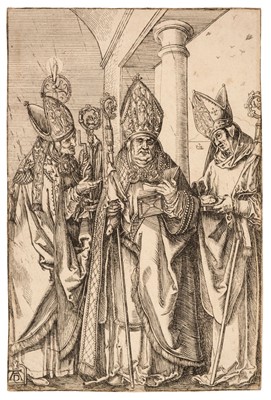 Lot 30 - Dürer, After (1471-1528). Saints Nicholas, Ulrich and Erasmus,  circa 1580-1620, etching
