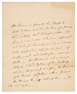 Lot 235 - Perceval (Spencer, 1762-1812).  Autograph Letter in the third person, 6 February 1812