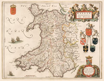 Lot 224 - Wales. Blaeu (Johannes). Wallia Principatus vulgo Wales,  Amsterdam, circa 1645