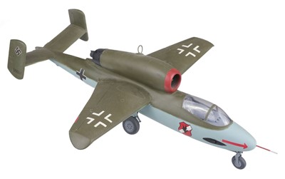 Lot 130 - Luftwaffe. Heinkel He162 Volksjäger, handbuilt model jet aircraft