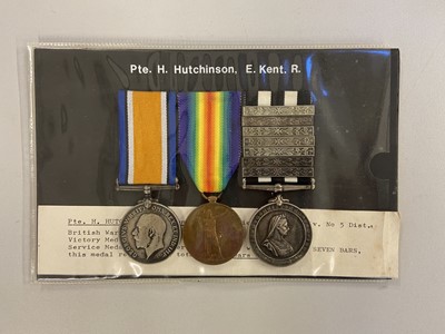 Lot 521 - Three: Private H. Hutchinson, East Kent Regiment